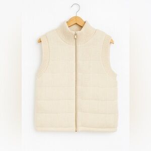 NWT Joie Cream Puffer Knit Vest, Size L